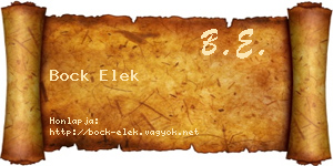 Bock Elek névjegykártya